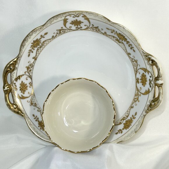 Vintage Nippon Toki Gomei Kaisha Japan Gilt Dish 9" Art Deco Porcelain 1920s - Picture 6 of 6